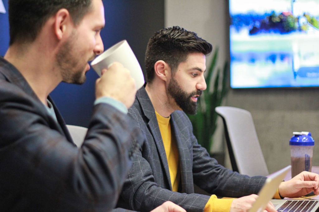 Frederic and Maxime during a meeting.